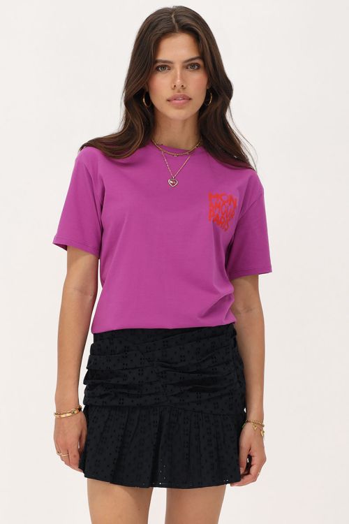 Paars T-shirt met oranje 