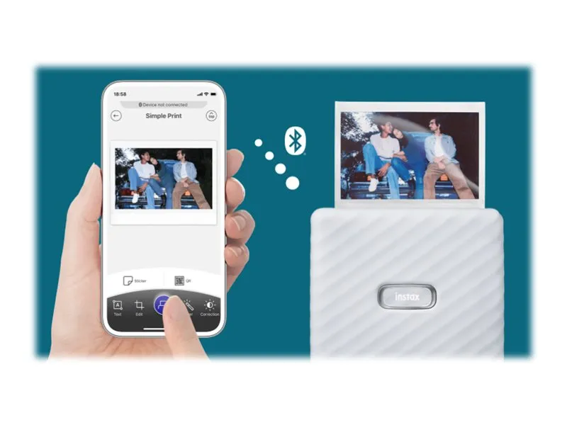 Fujifilm instax Link Wide - Printer - farve - LED - 86 x 108 mm op til 5 udskrifter/min (farve) - kapacitet: 10 fotos - Bluetooth 4.2 LE - askehvid