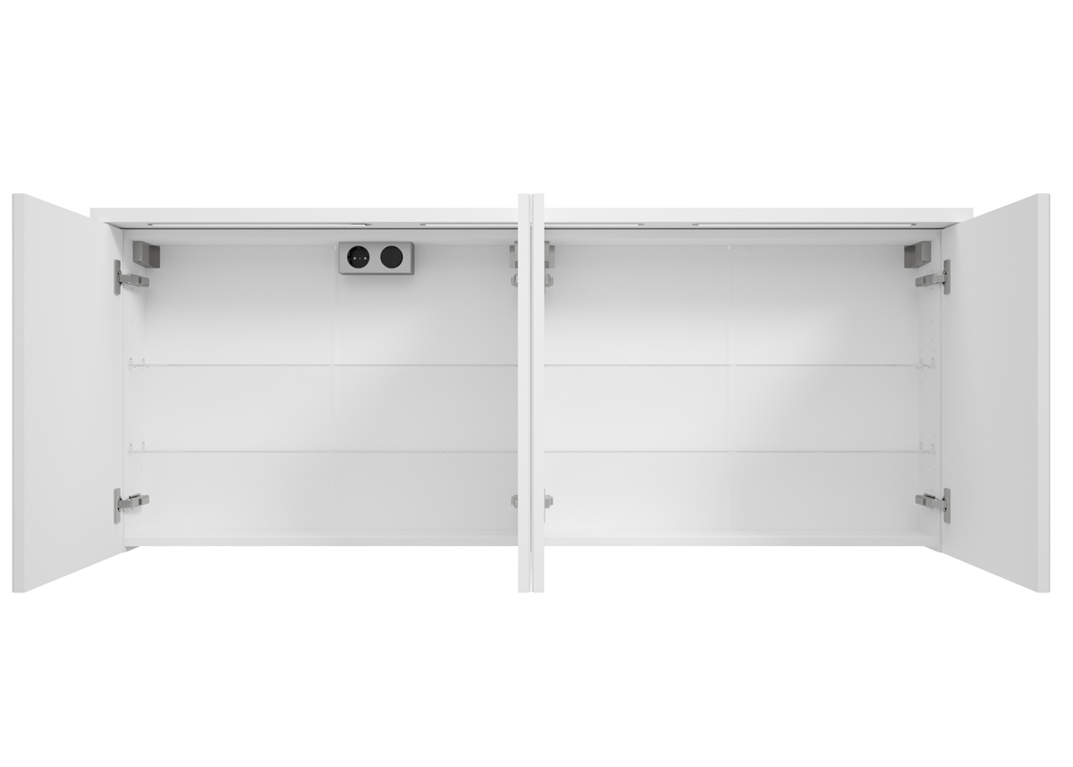 Fontana Grado spiegelkast met verlichting 157cm 4 deuren wit mat