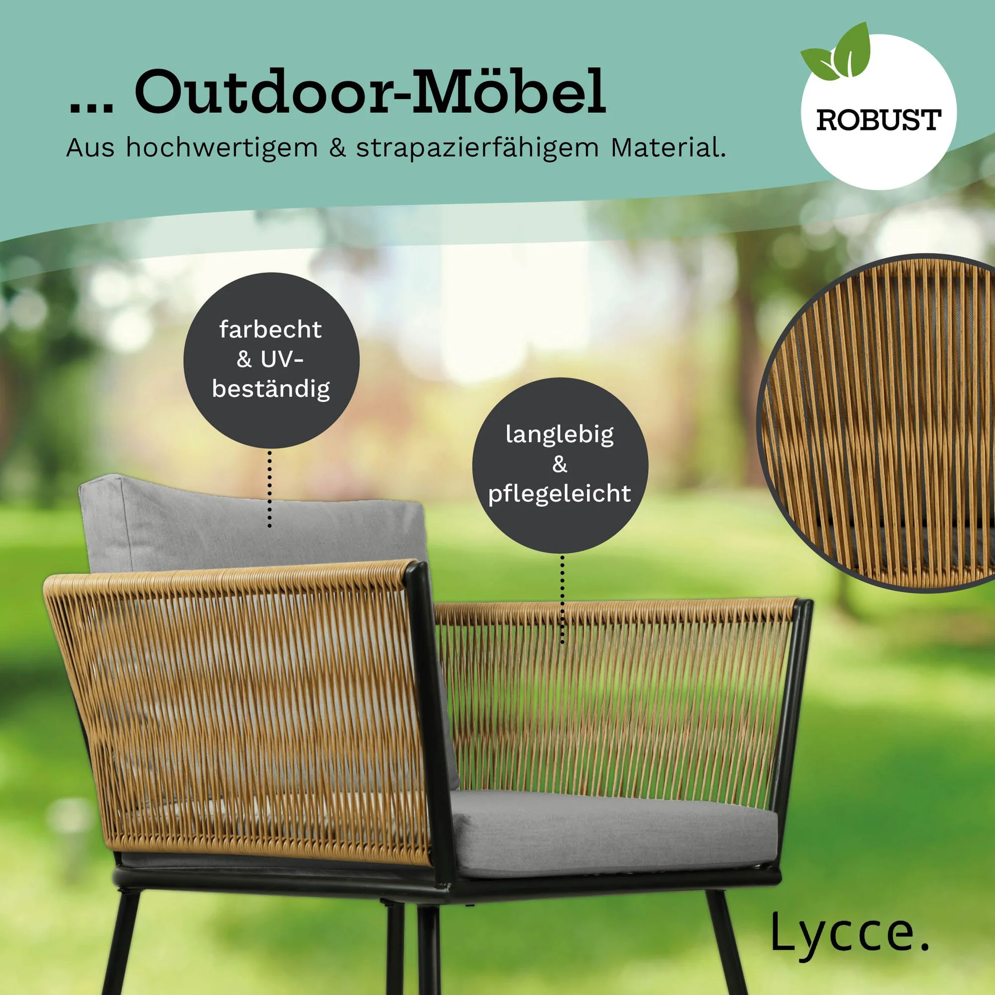 Gartenmöbel Set ROCK-IT Balkonmöbel Set 3 teilig aus Polyrattan