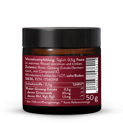 Sunday Natural Products  Roter Ginseng Extrakt Paste ferm.