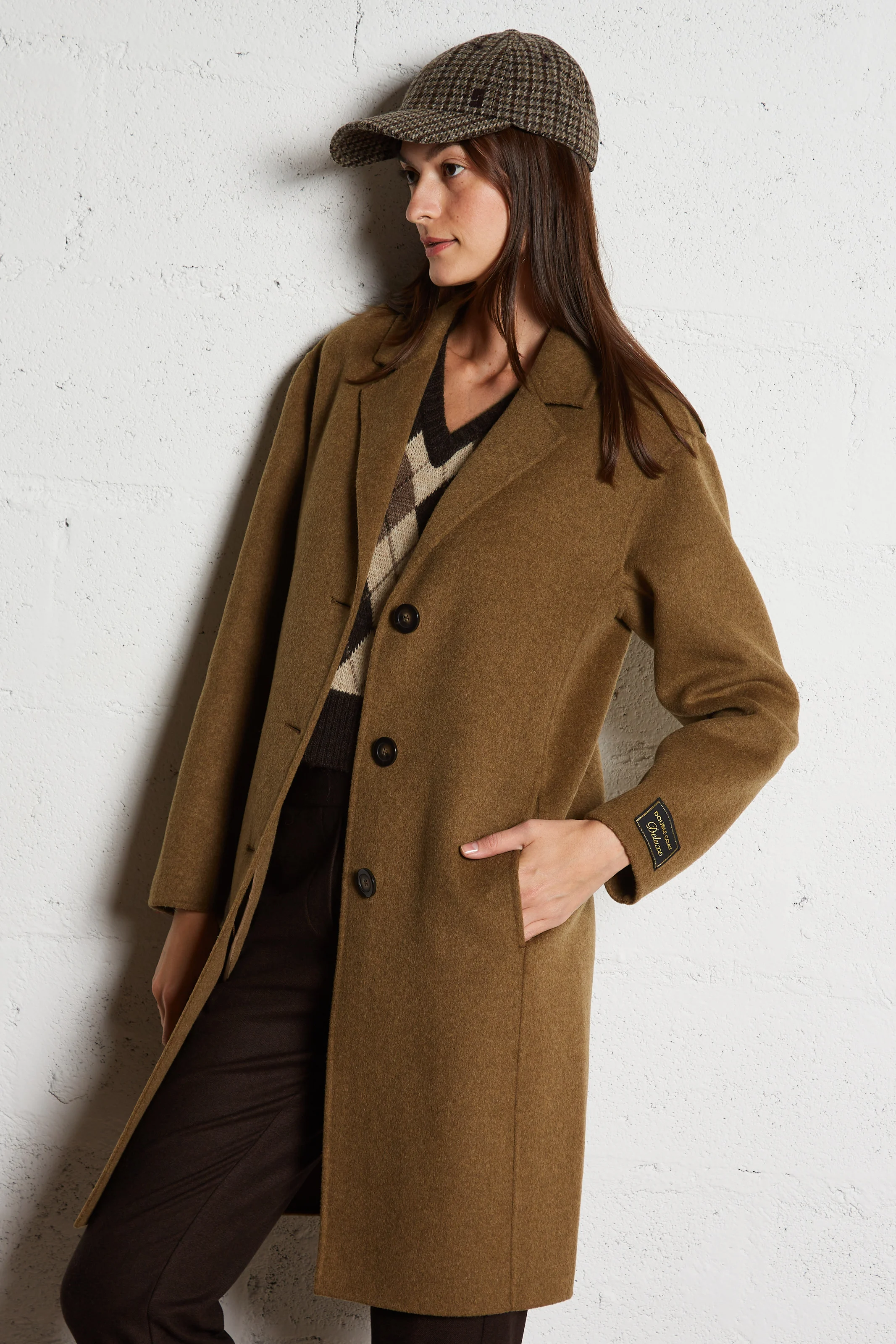 FAGGIO - Manteau droit col tailleur en laine mélangée | Vert