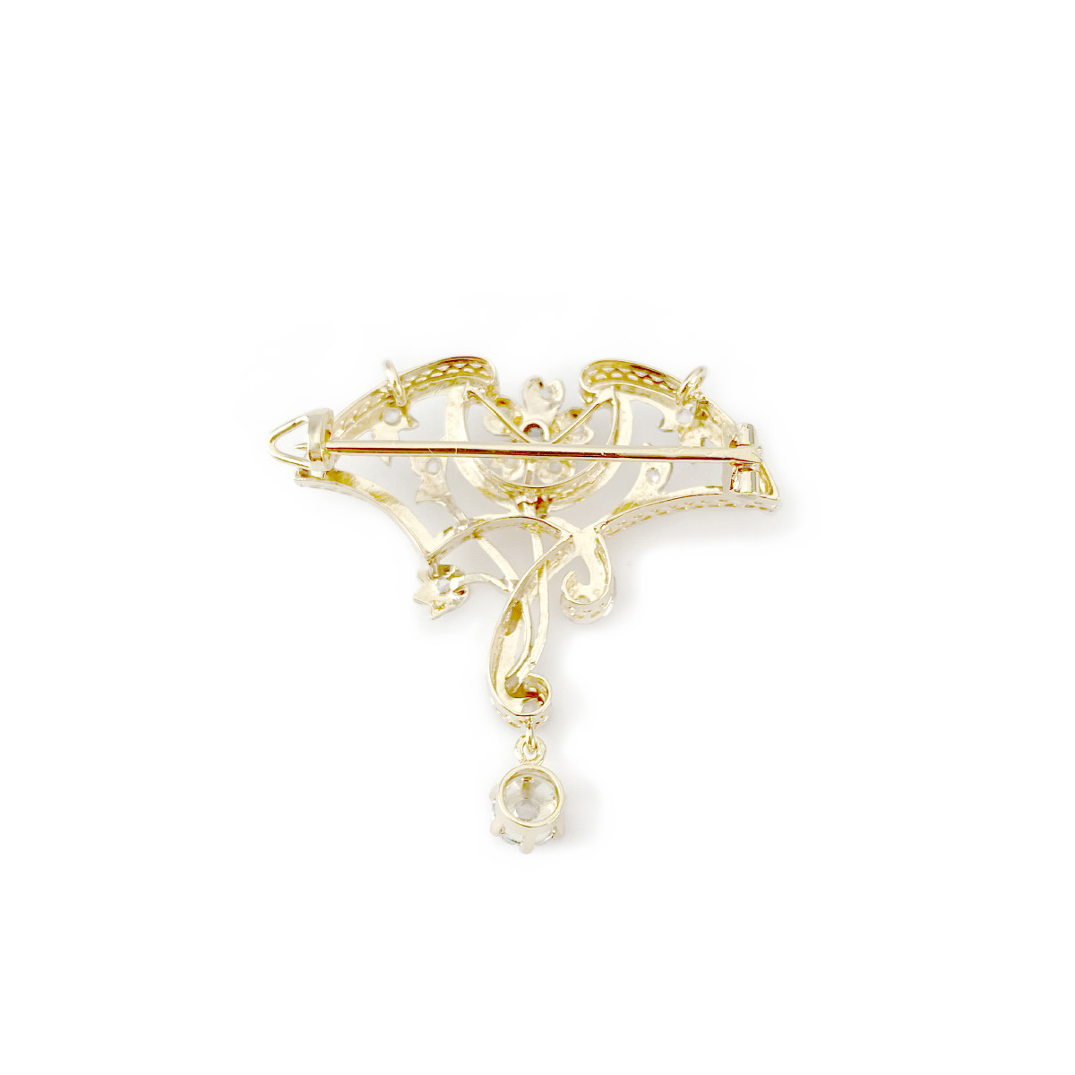 Broche d'occasion or 750 2 tons diamants