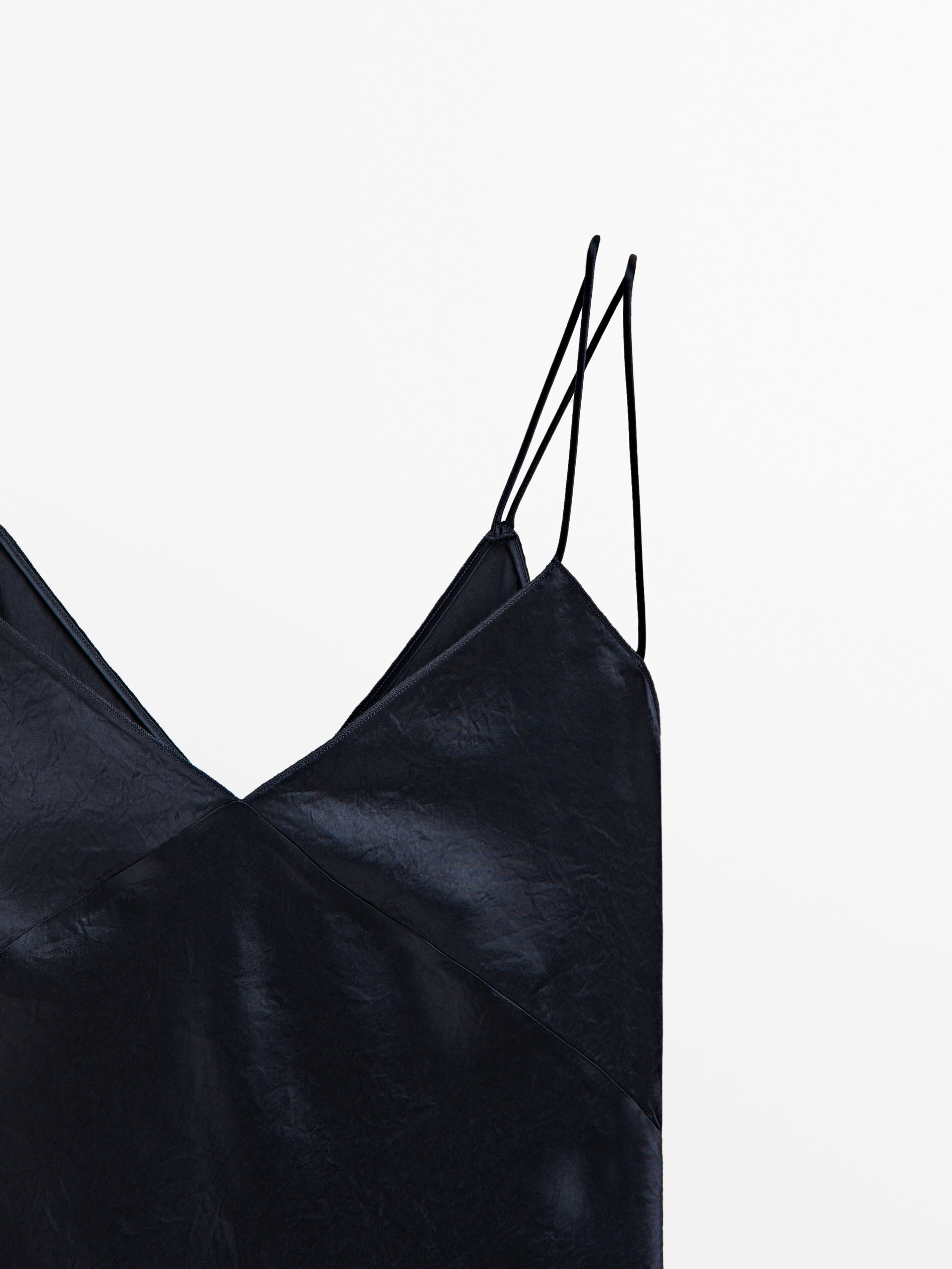 Vestido de cetim estilo camisola - Azul escuro