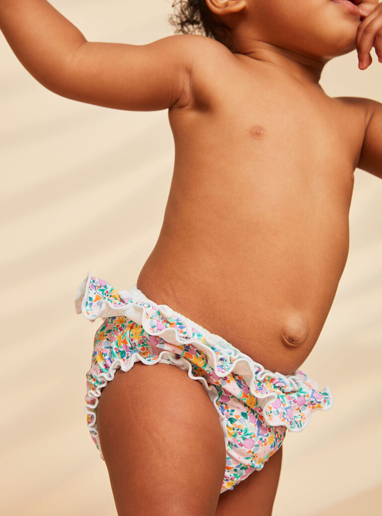 Maillot de bain rose et vert à imprimé fleuri