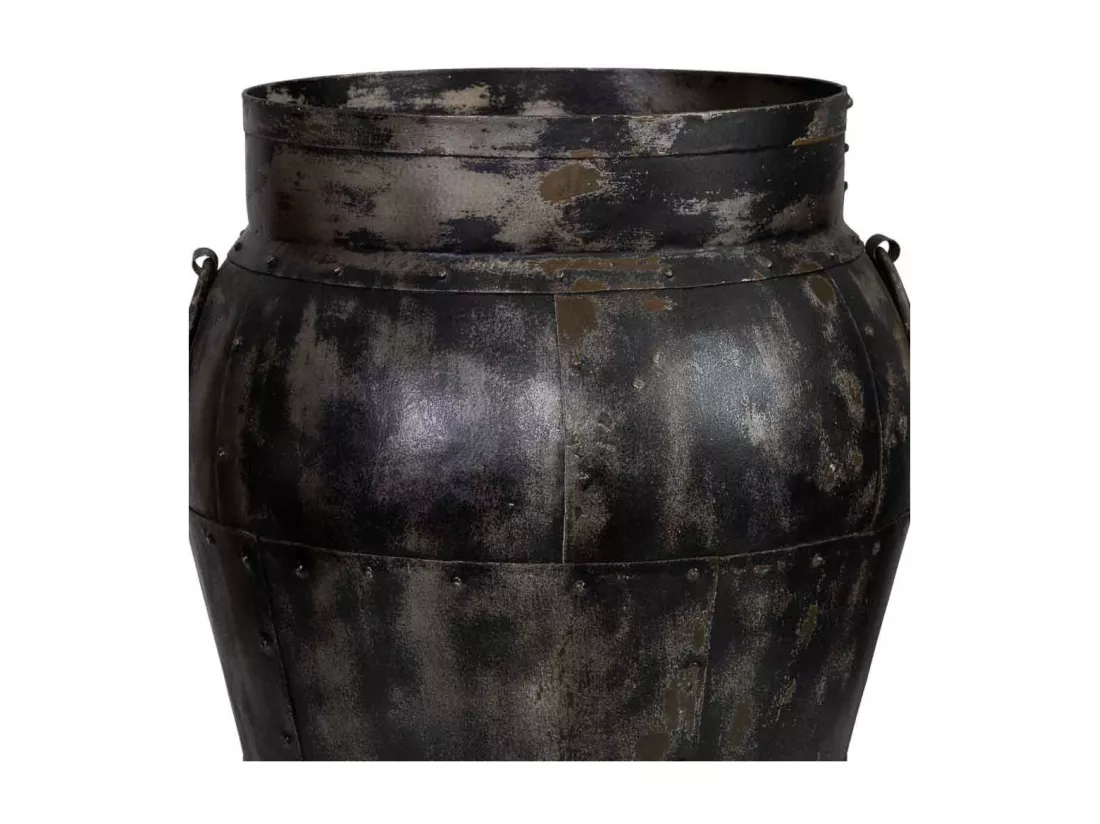 Vase en métal vieilli marron 45x45x57h cm