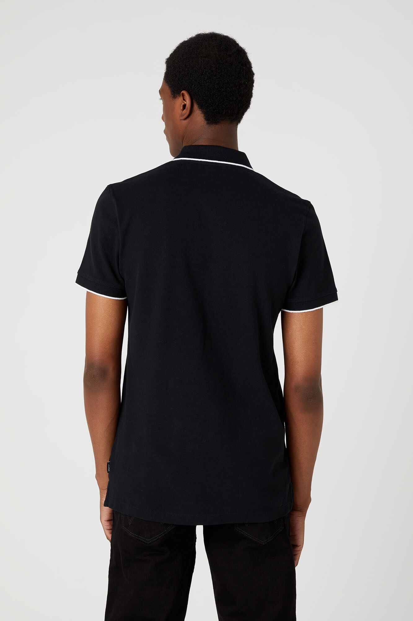 Camisa polo de manga curta padrão - Preta