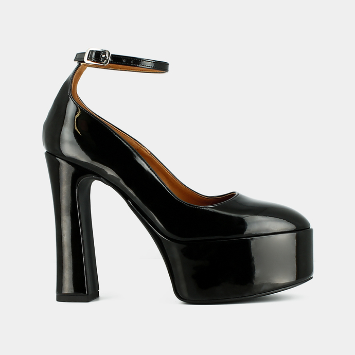 Babies à talons  en matière noir vegan