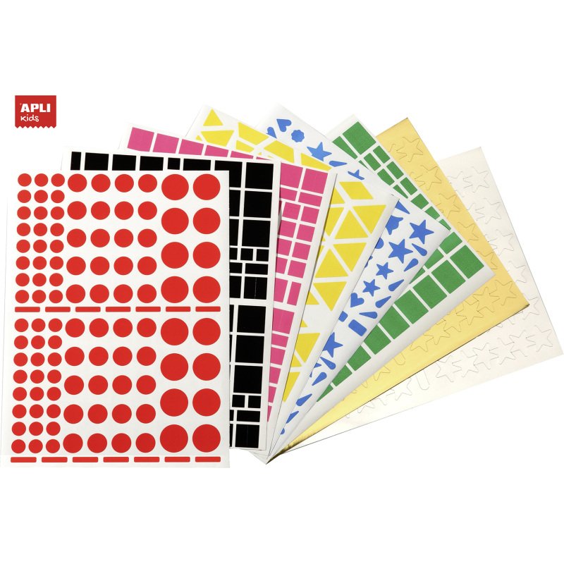 Pastille adhésive formes géométriques et couleurs assorties Apli - 60 feuilles