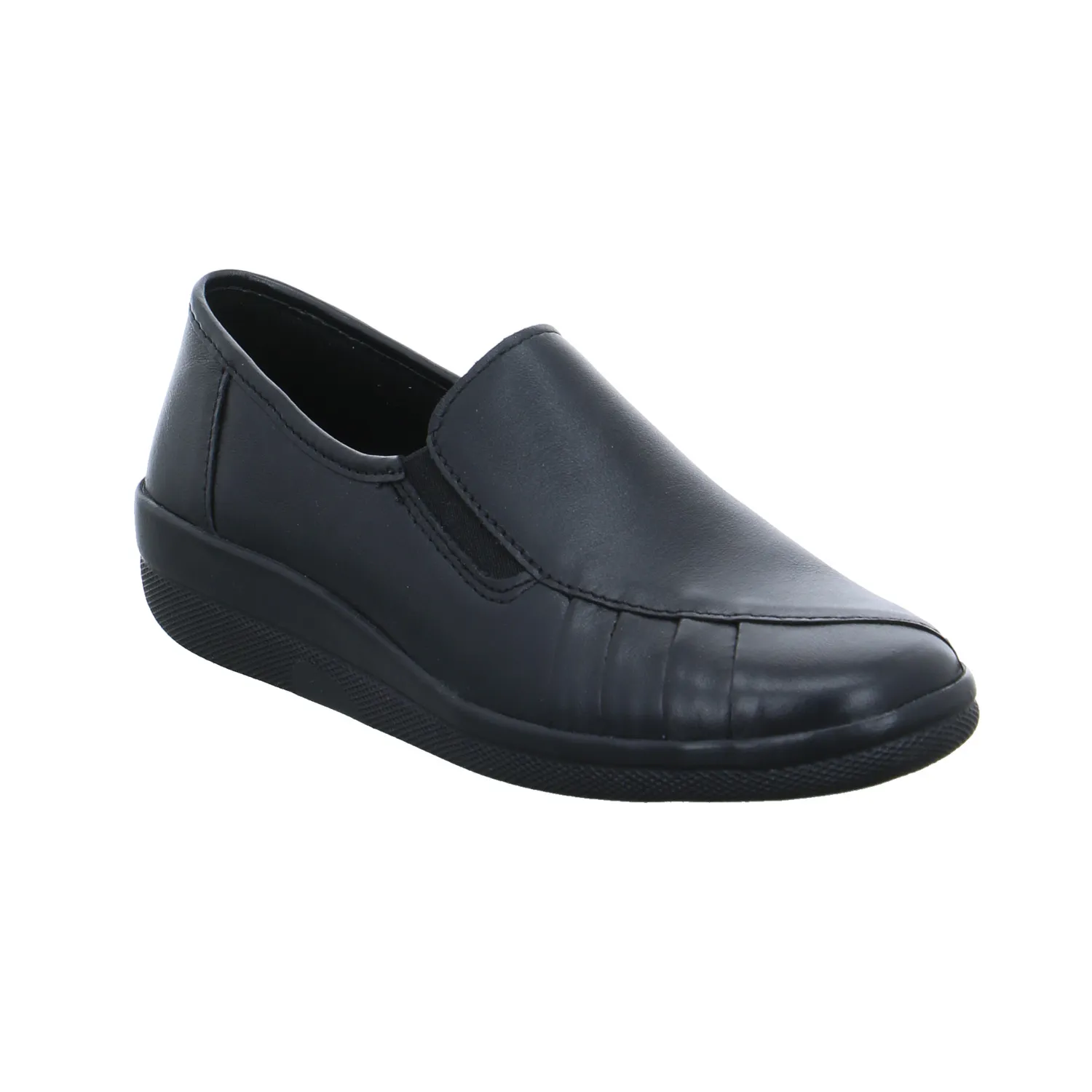 VAN DER LAAN Comfort-Slipper Schwarz Leder  mit Wechselfussbett