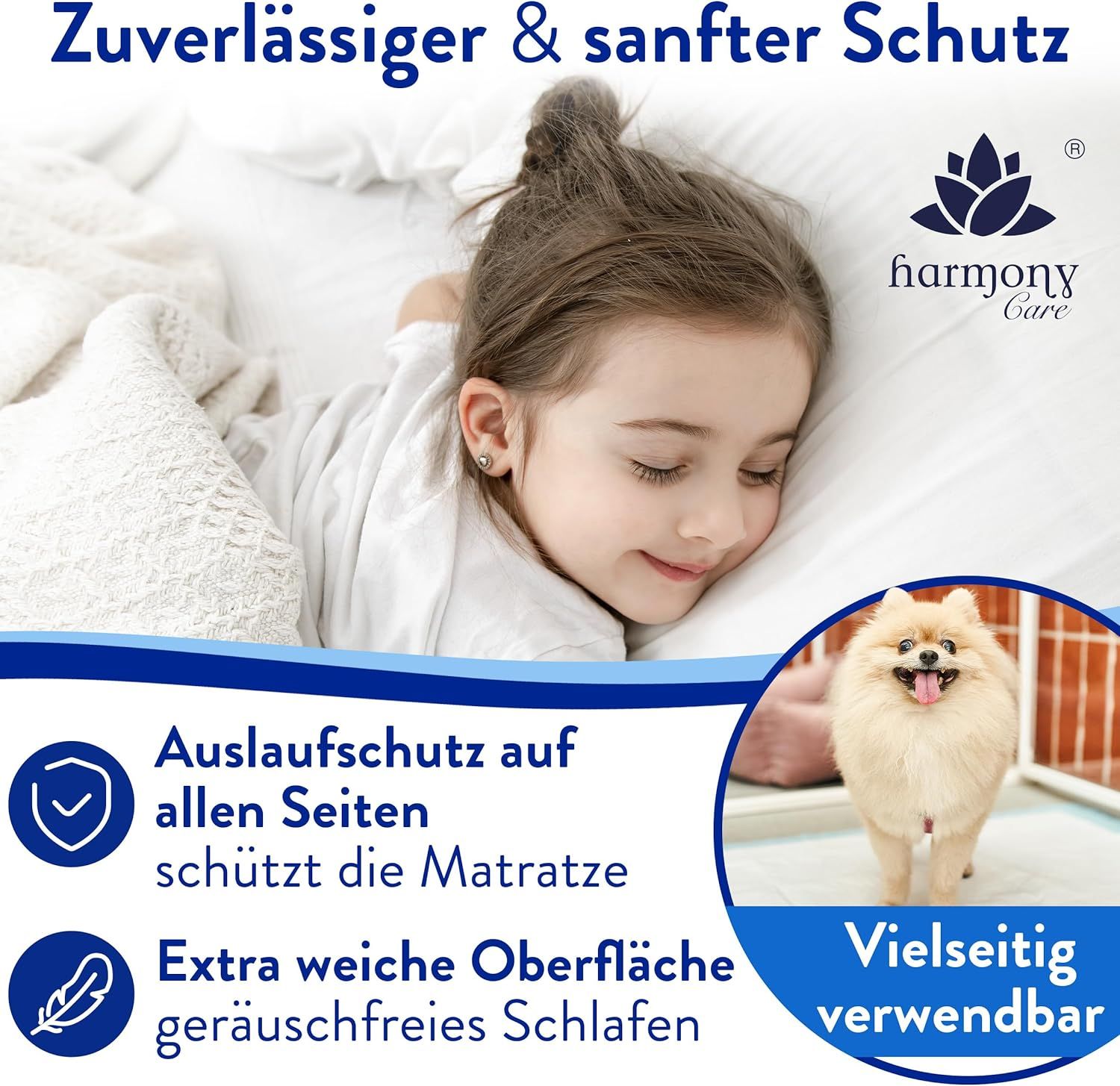 Harmony Care® rutschfeste Inkontinenz Bettunterlage einweg