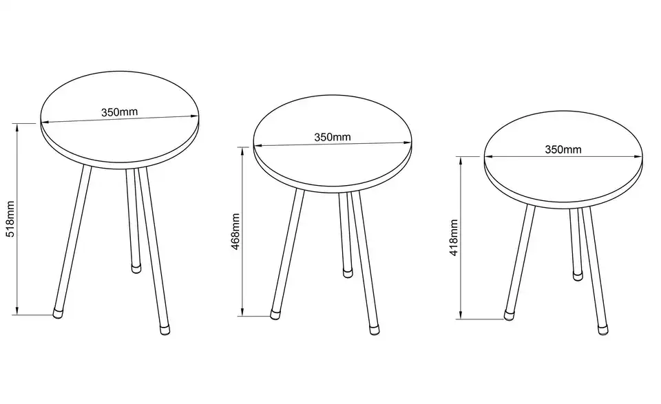 Couchtisch 3er-Set 35 cm 35 cm 35x35 Marmoroptik, Weiß