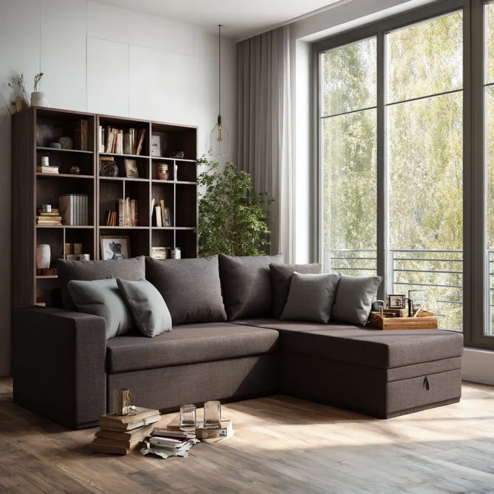 Ecksofa Stoff Dunkelgrau
