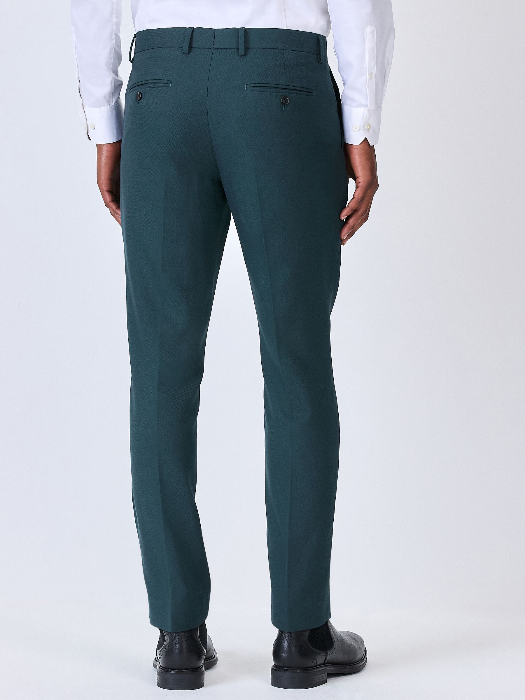 Blauwgroen - Slim Fit - Kostuum met textuur: broek