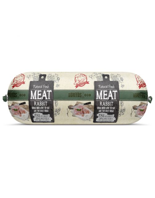 Natural Fresh Meat All Breeds Dog Worst Konijn - Hondenvoer