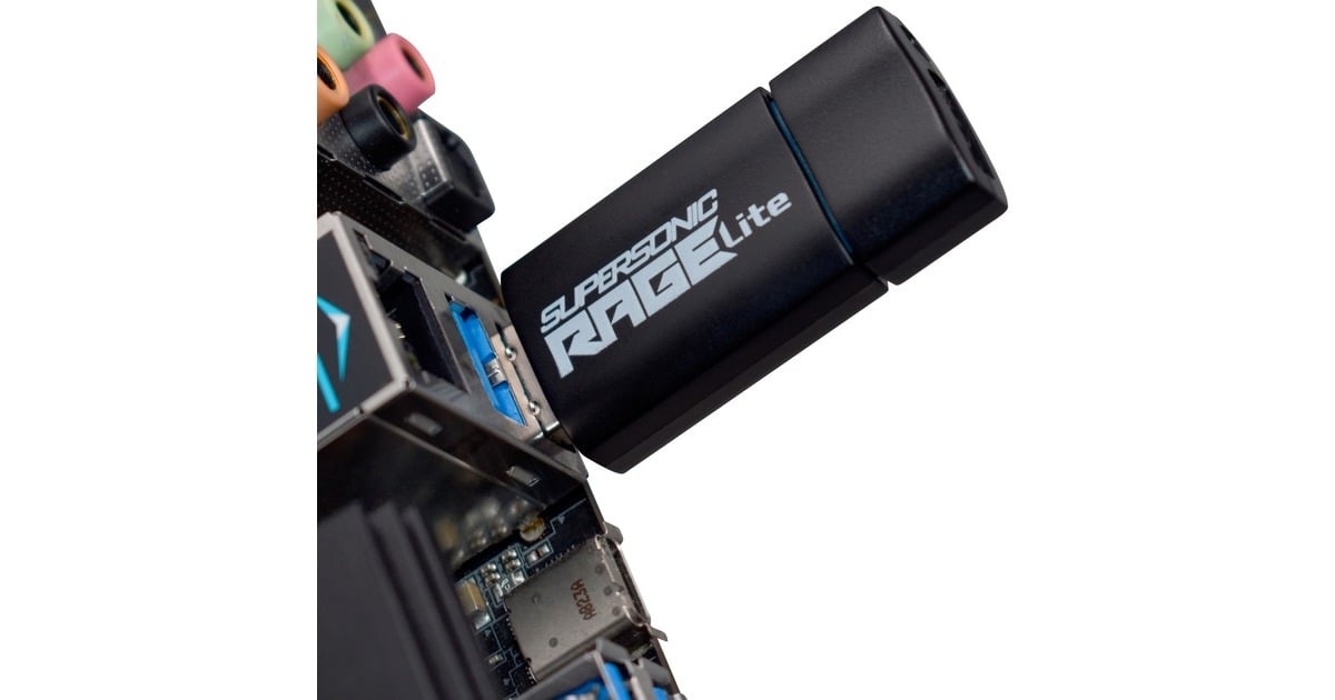 PatriotSupersonic Rage Lite 128 GB usb-stick  (Zwart/blauw, USB-A 3.2 Gen 1)