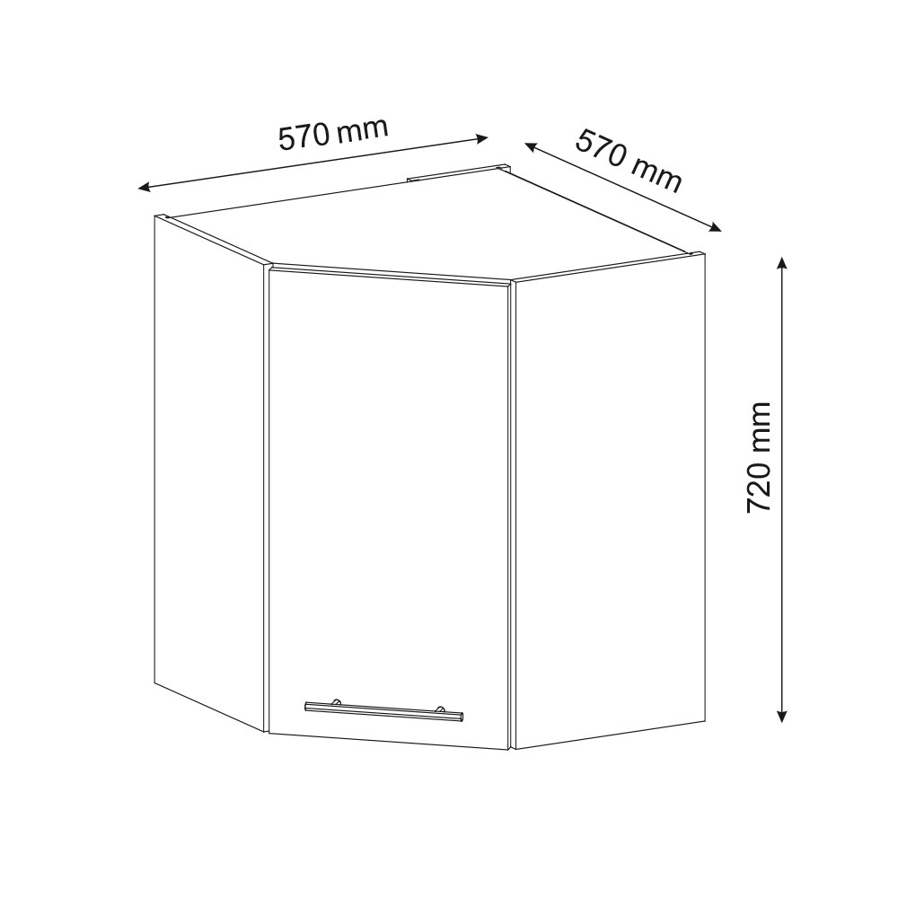 Vicco Eckhängeschrank Küchenschrank Küchenmöbel Fame-Line Weiß Eiche modern 57 cm Küche Einbauküche Eckküche Hängeschrank Drehtür Einlegeboden Küchenzeile