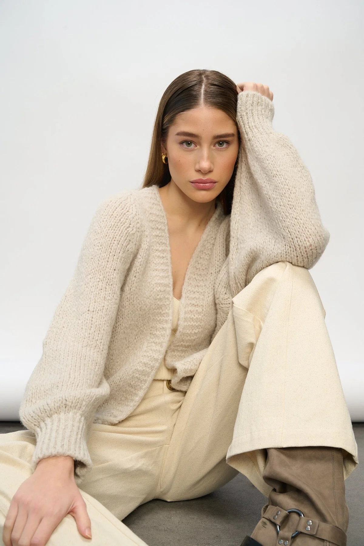 Noella Fora Knit Cardigan sand