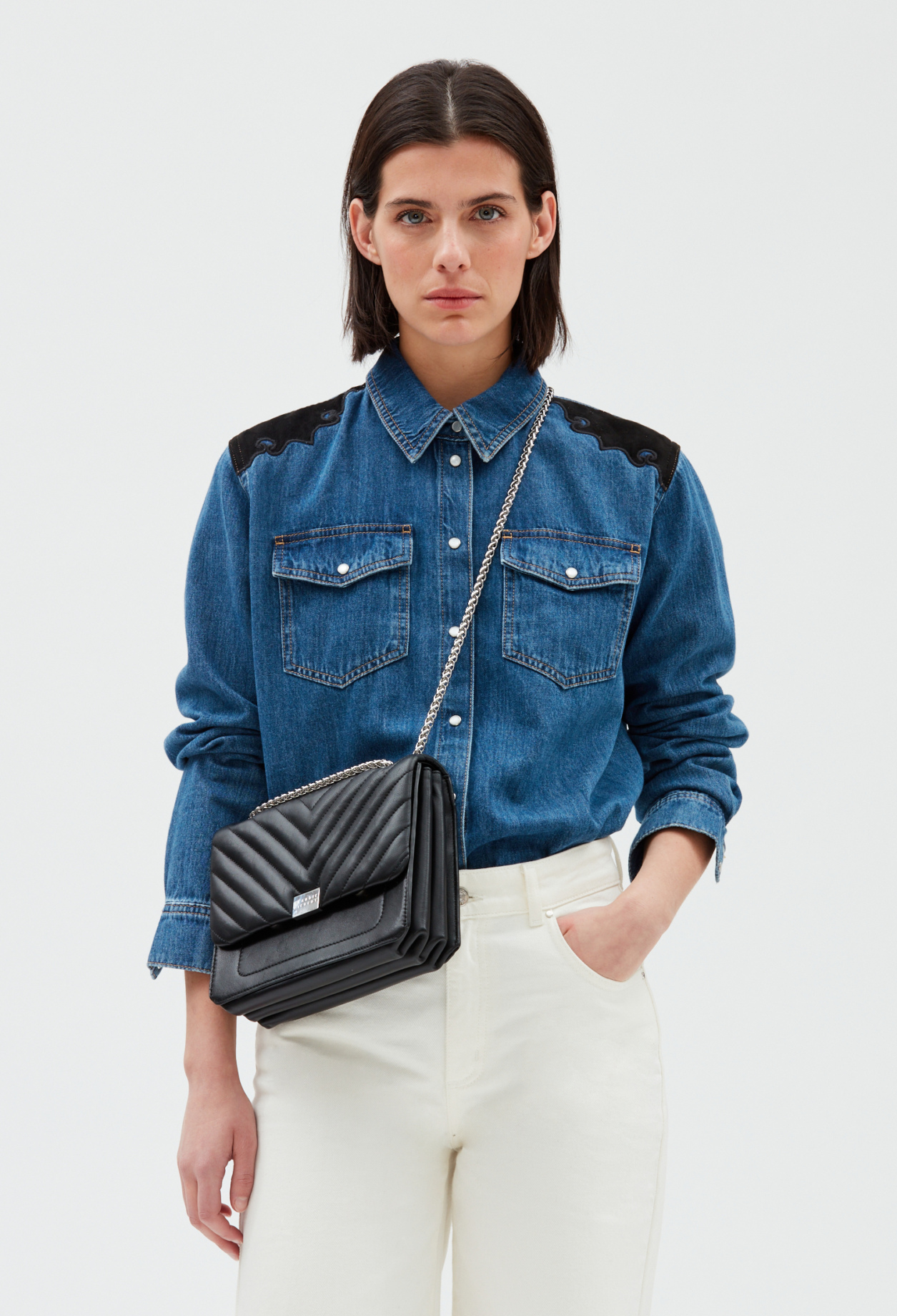 Sac Angela quilt cuir noir