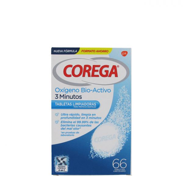 Corega Oxigénio Bio Activo Prótese 66 Pastilhas