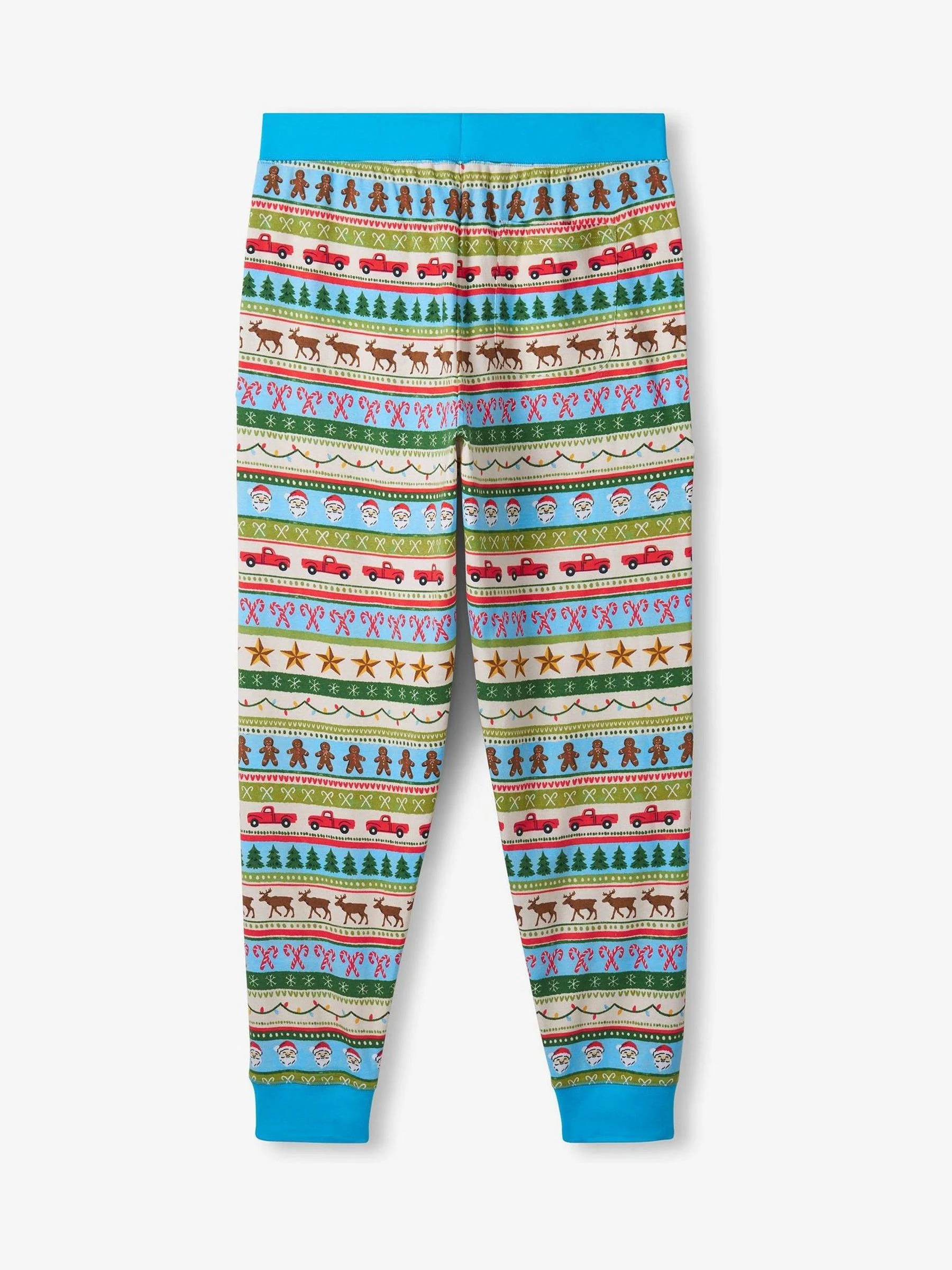 Hatley Blue Fun Fair Isle Christmas Men's Rib Cotton Pyjama Set