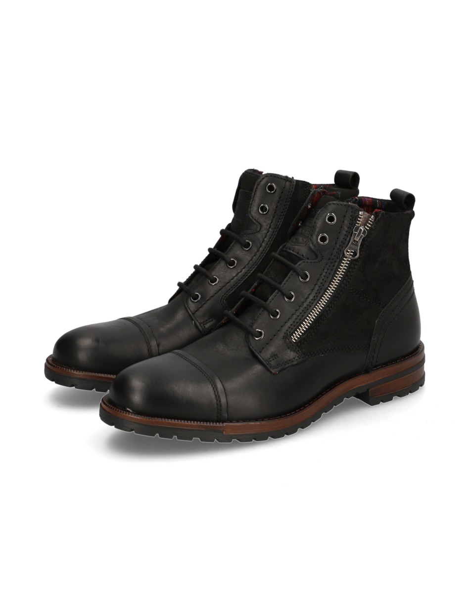 Lederkombination Schnürstiefelette