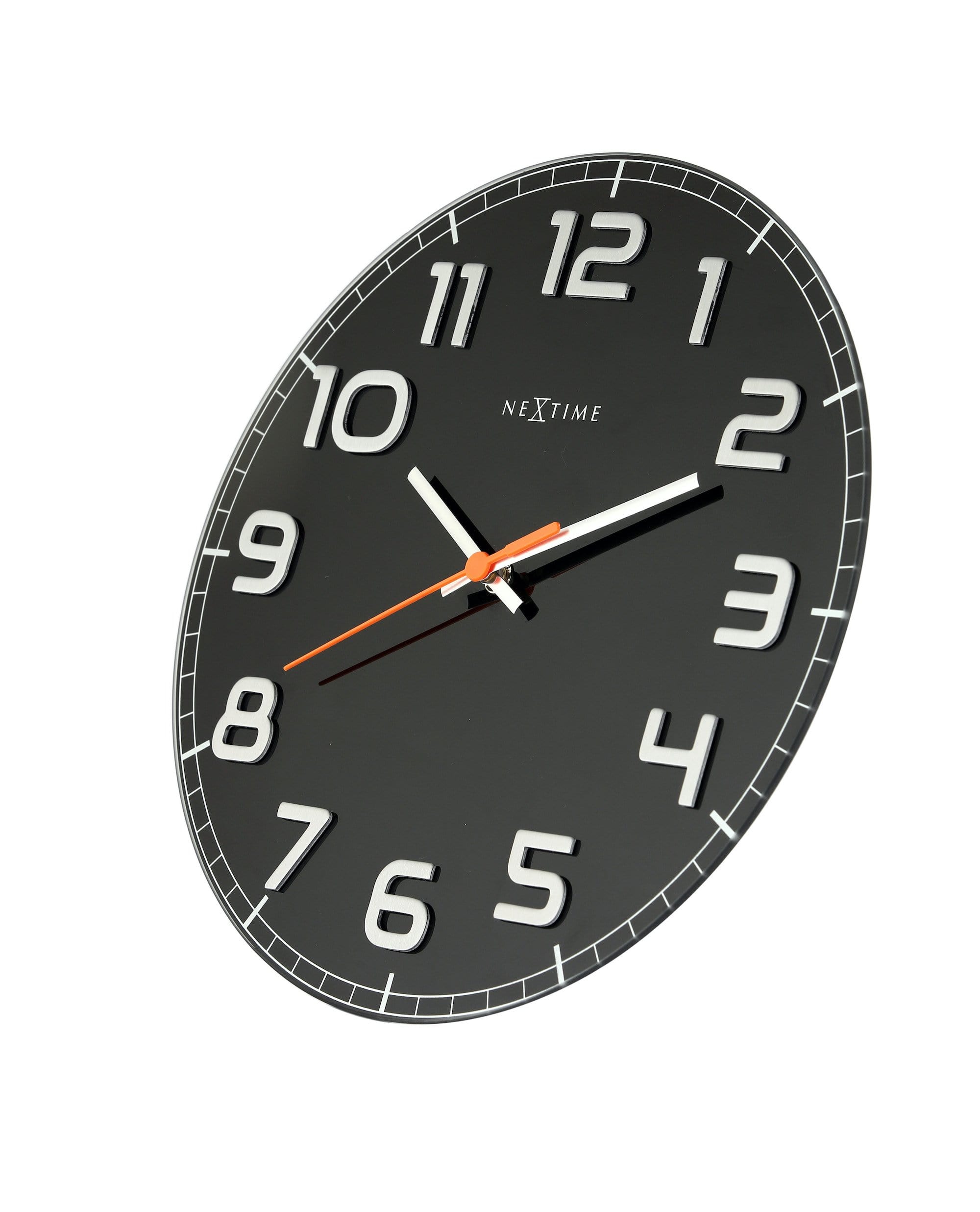 NeXtime - NeXtime - Wandklok - 30 x 3.5 cm - Glas - Zwart - 'Classy