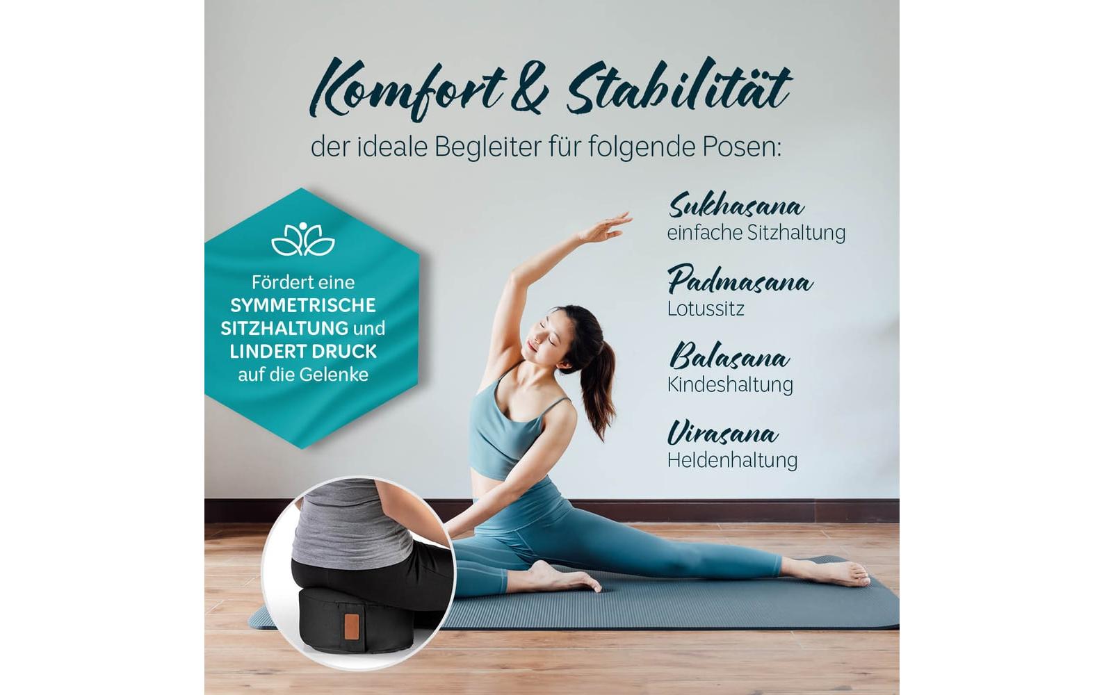 Yoga-Kissen Vishnu Dinkelspelz, SchwarzYoga-Zubehör