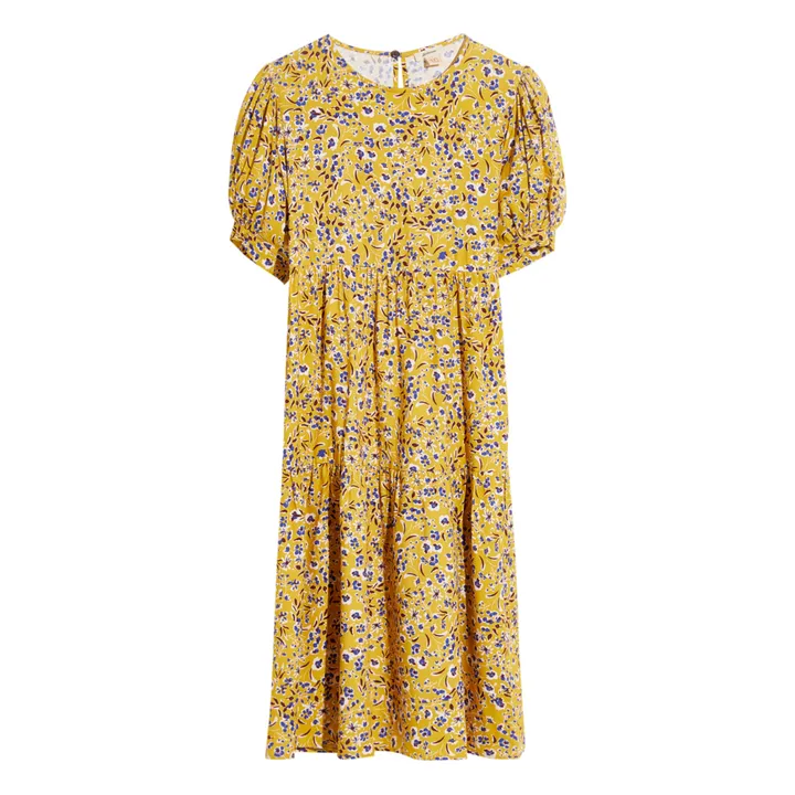 Bellerose Robe Atomic Volants Imprimé  | Jaune moutarde