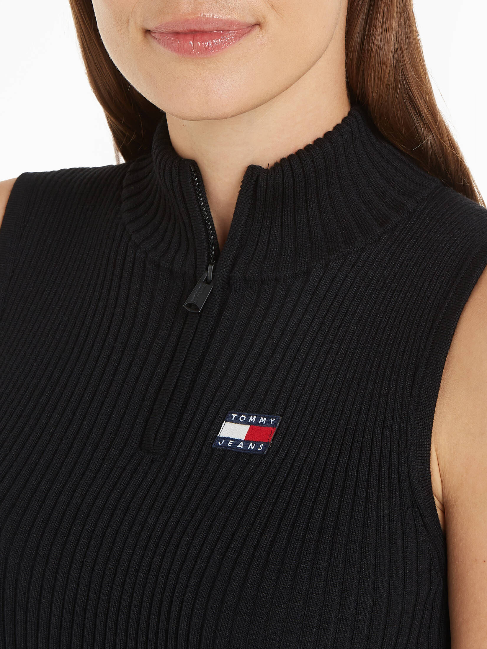 Tommy Jeans| Damen Stricktop TJW 1/4 ZIP SL BADGE SWEATER