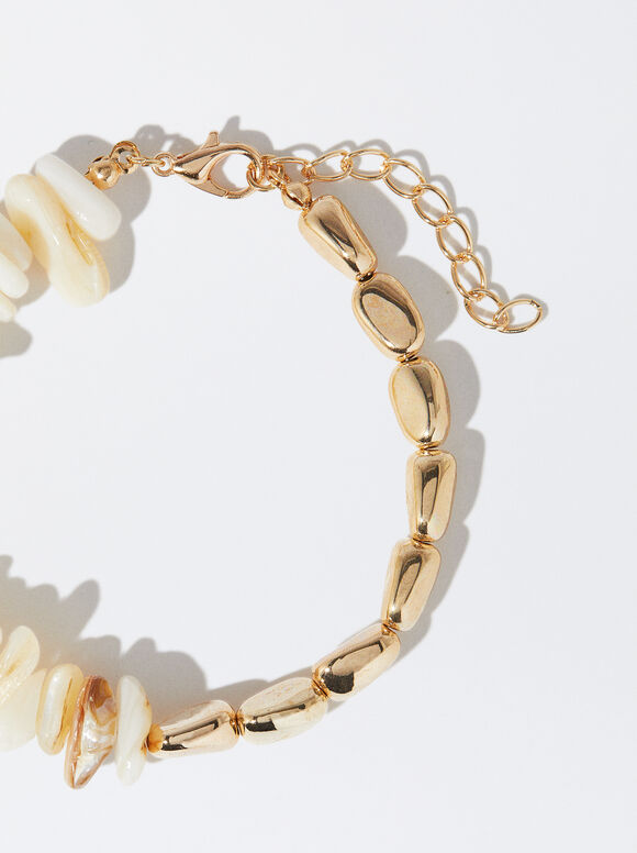Pulsera Ajustable Con Concha - Dorado