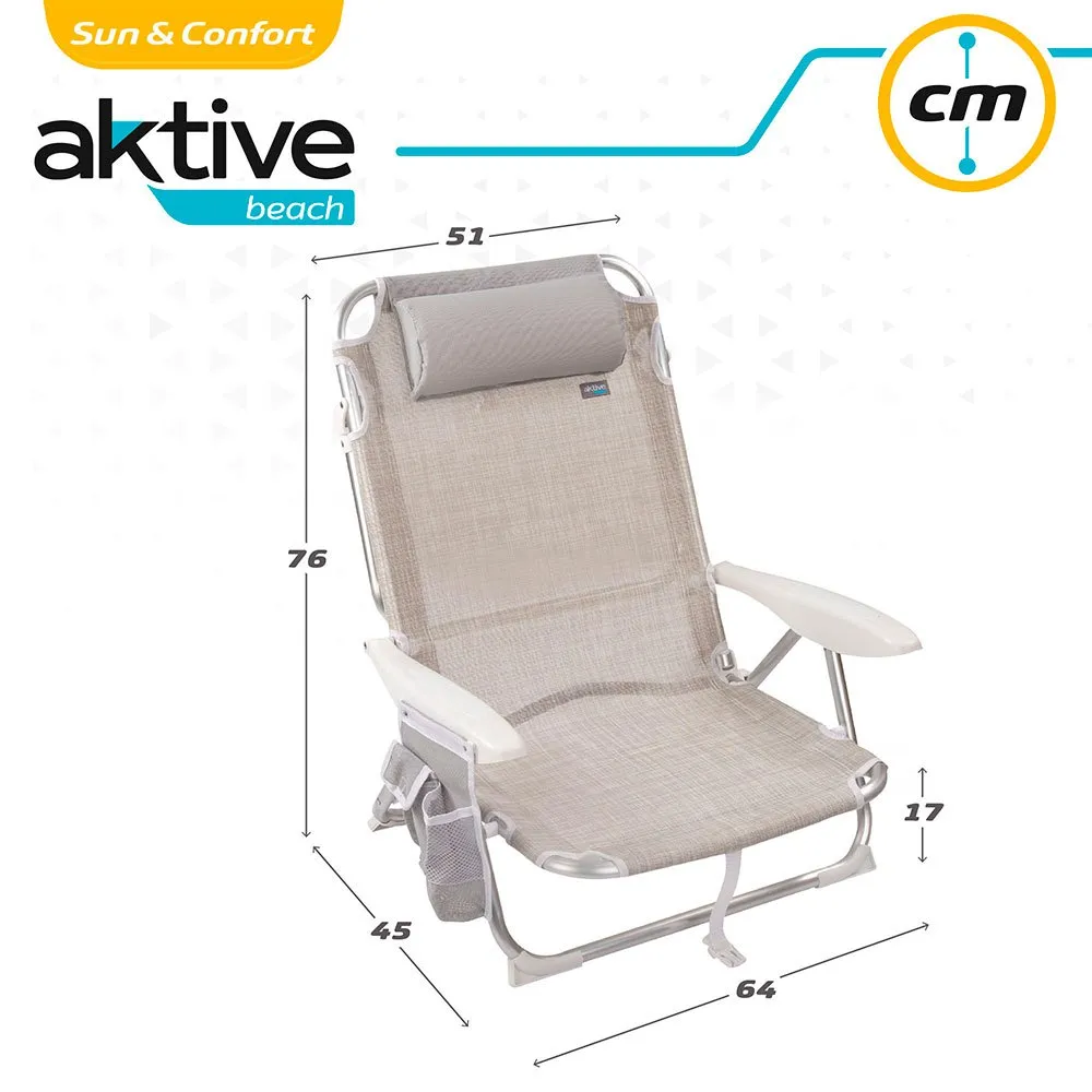 Aktive Multipositions-Strandklappstuhl aus Aluminium