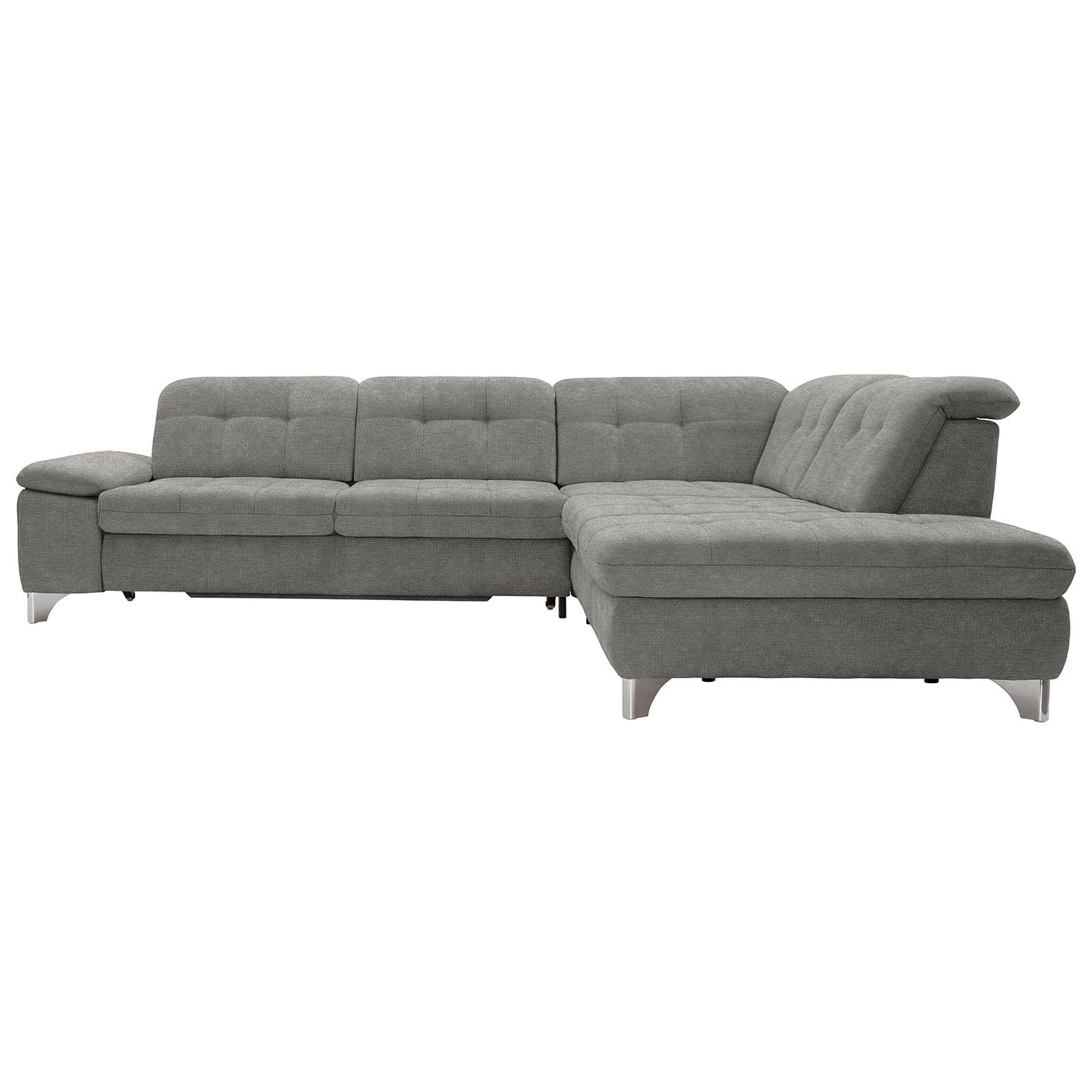 polsterpower Ecksofa - Belle silver - Basismodell - Ottomane rechts