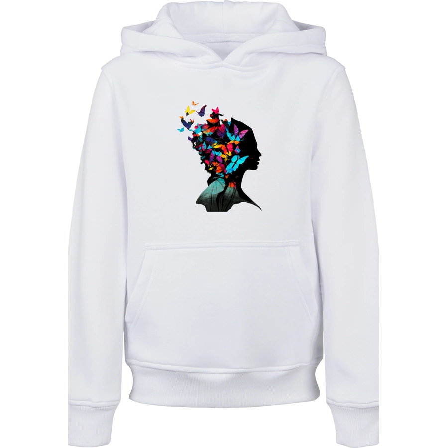 F4NT4STIC Hoodie Schmetterling Silhouette HOODIE UNISEX weiß