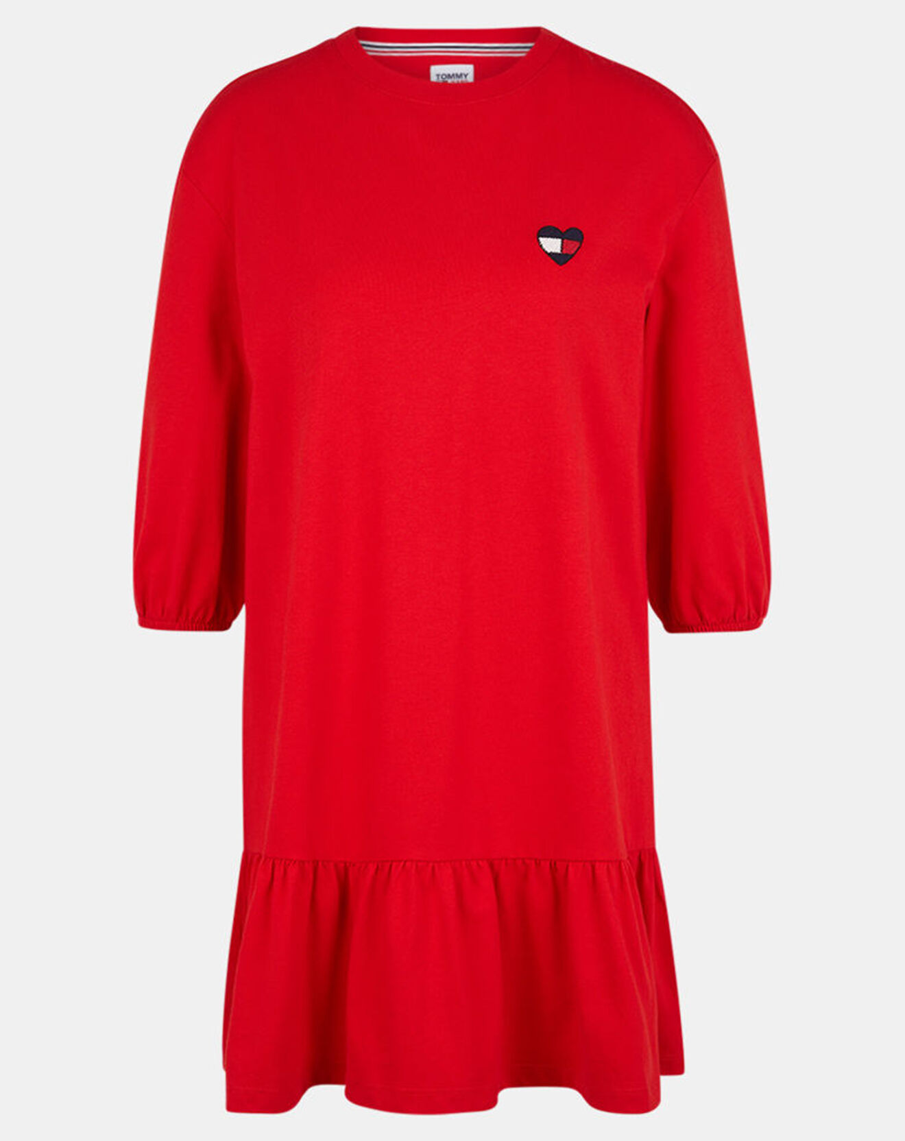 Tommy Jeans Robe 100% Coton Bio Homespun Heart rouge