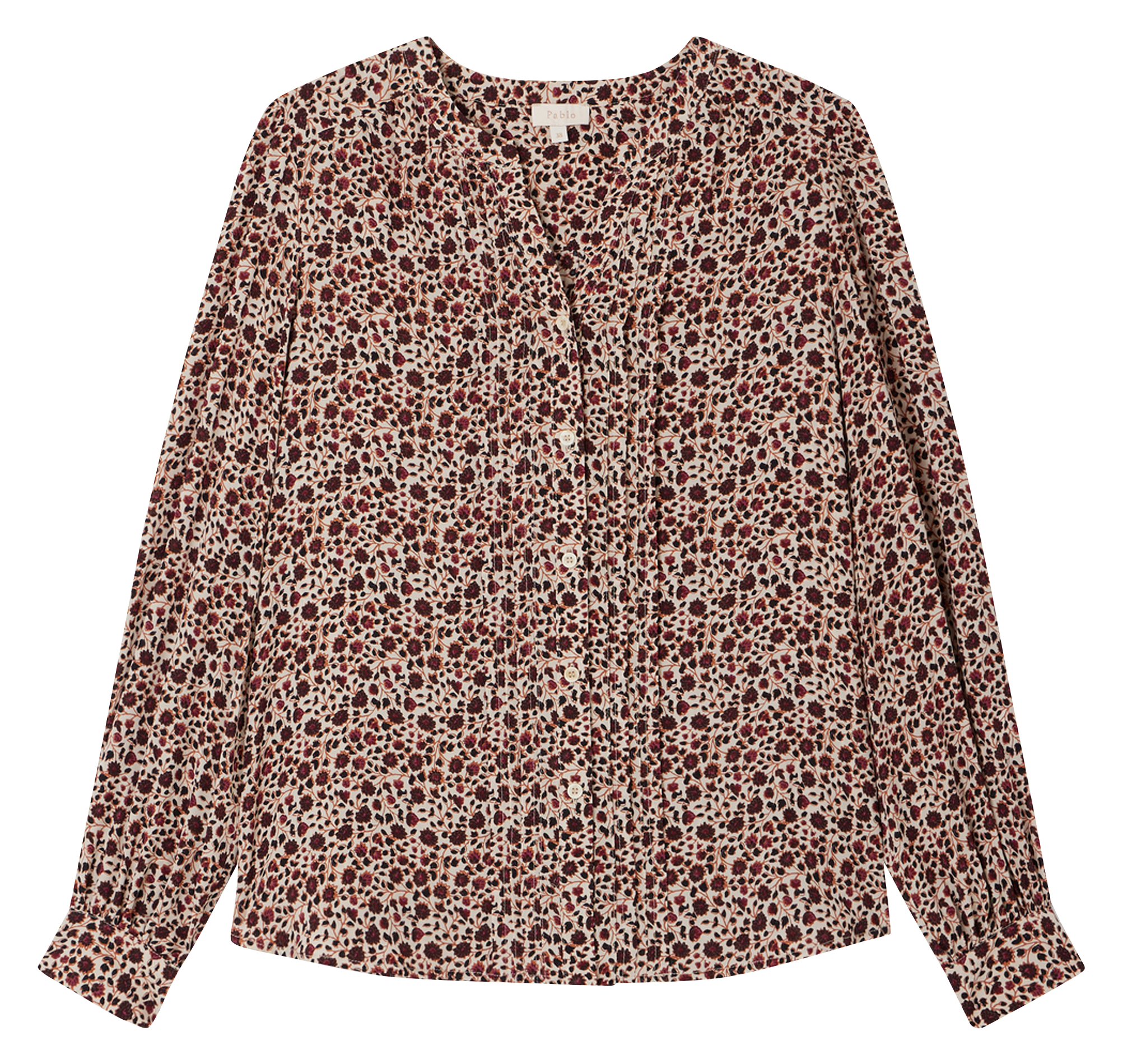 BERNIKE - Chemise droite fluide à fleurs | Beige