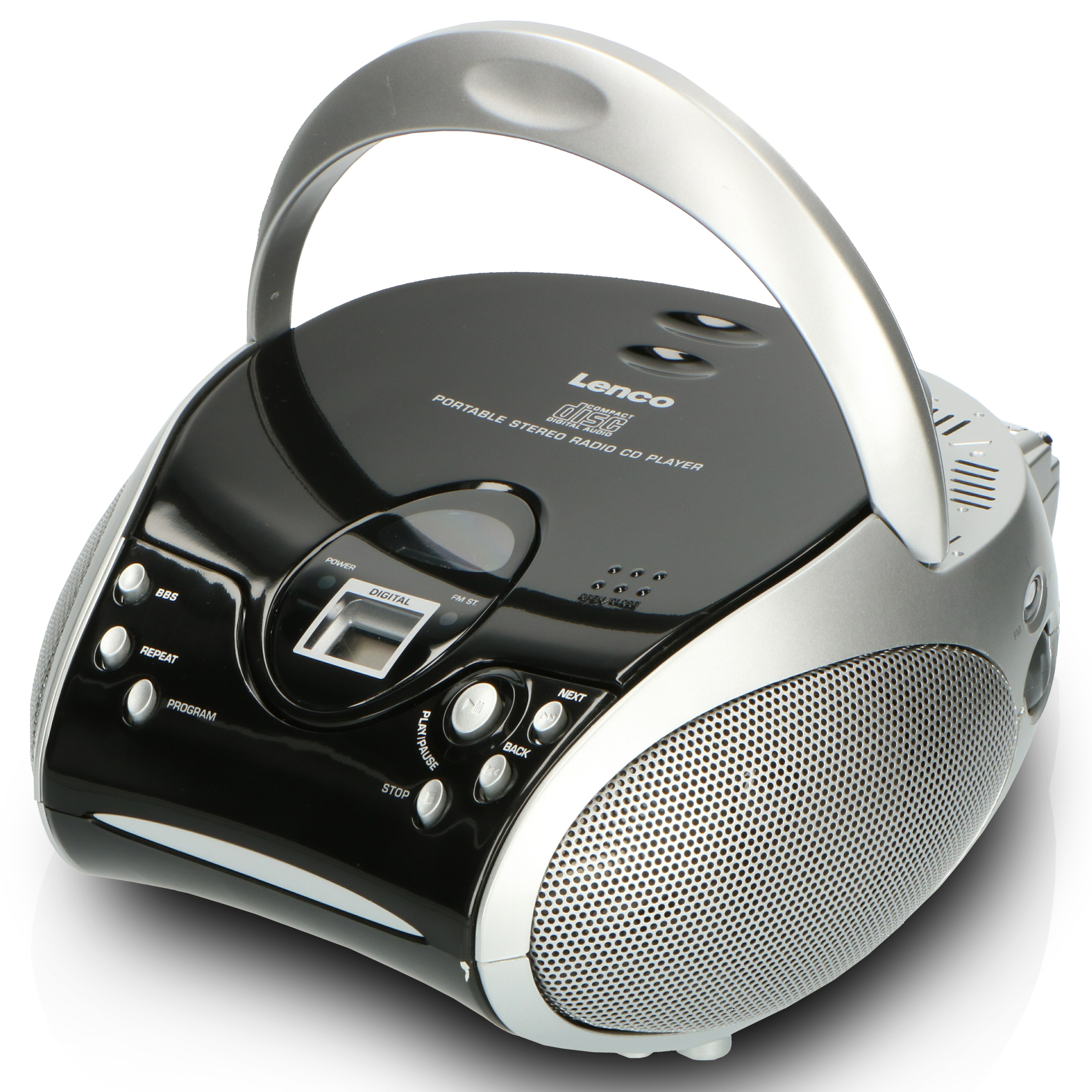 Lenco SCD-24 Black/Silver Tragbares FM-Radio mit CD-Player Kopfhöreranschluß Silber/Schwarz