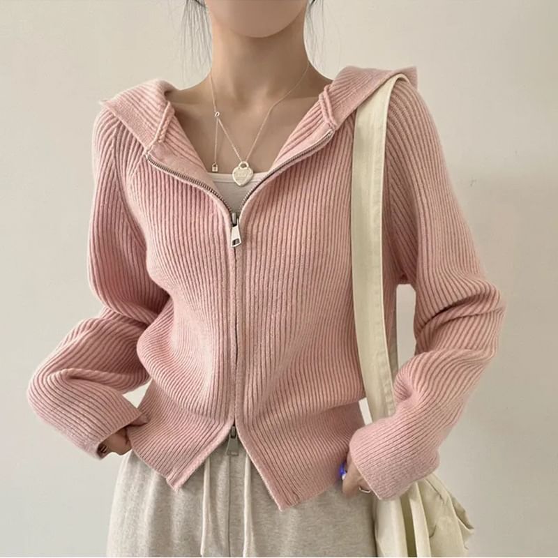 HYAKU - Effen vest met capuchon en rits