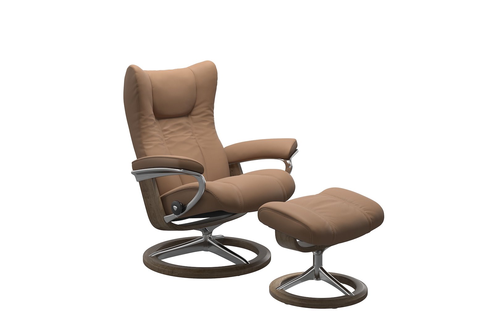 Wing lenestol m/krakk i hud Batick Latte - Signature - Polert - Smoked Oak