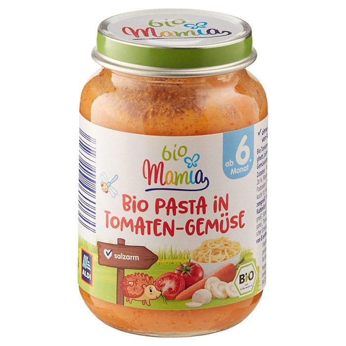 MAMIA BIO Bio-Menü 190 g, Pasta in Tomaten-Gemüse