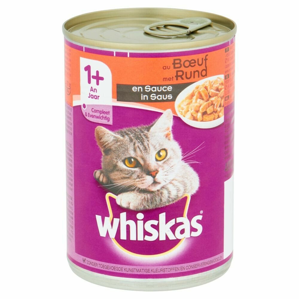 12x Whiskas Blik Adult Brokjes in Saus Rund400 gr