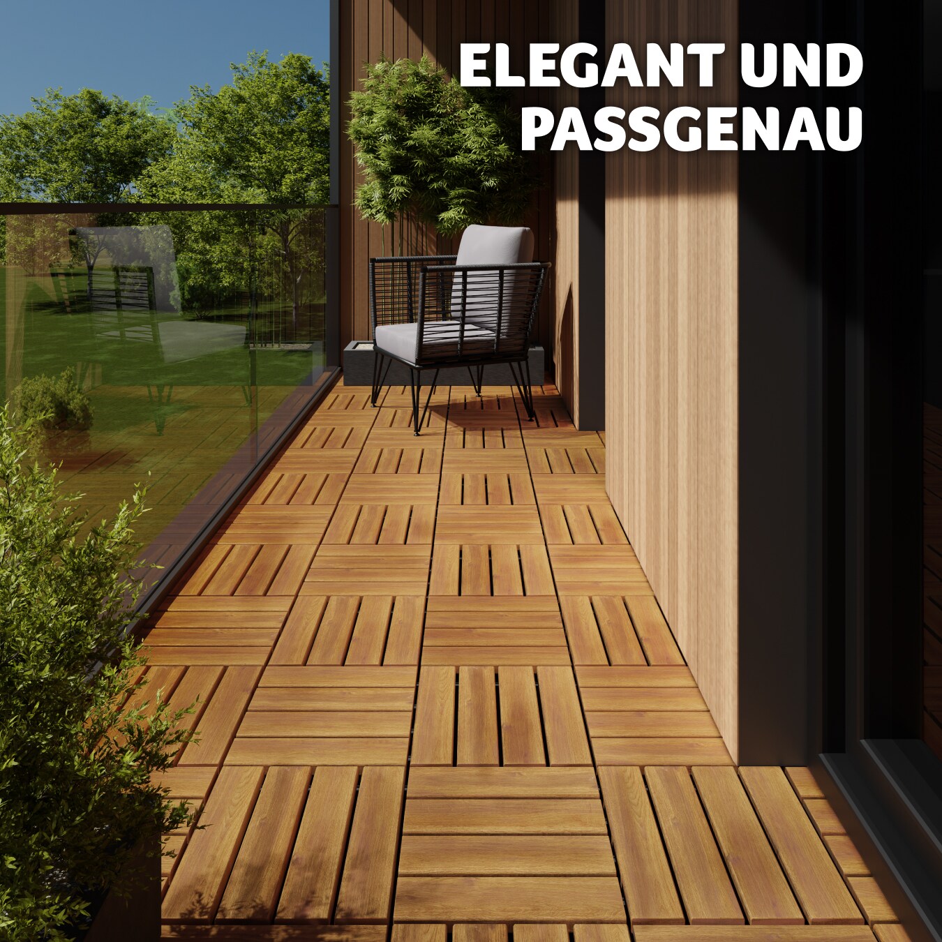 tectake® Terrassenfliesen, 20er Set mit Klicksystem, mit Drainage, 31 x 31 x 2,2 cm
