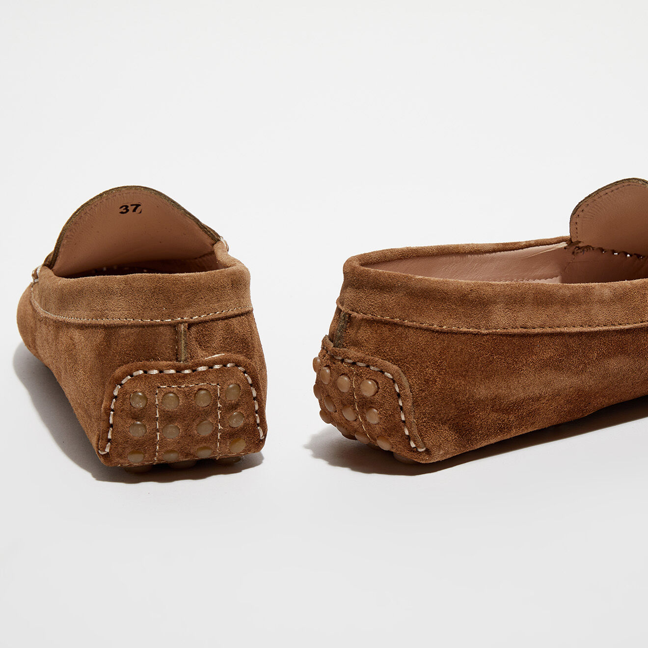 Loafers Mocassins en Velours de Cuir Jade camel