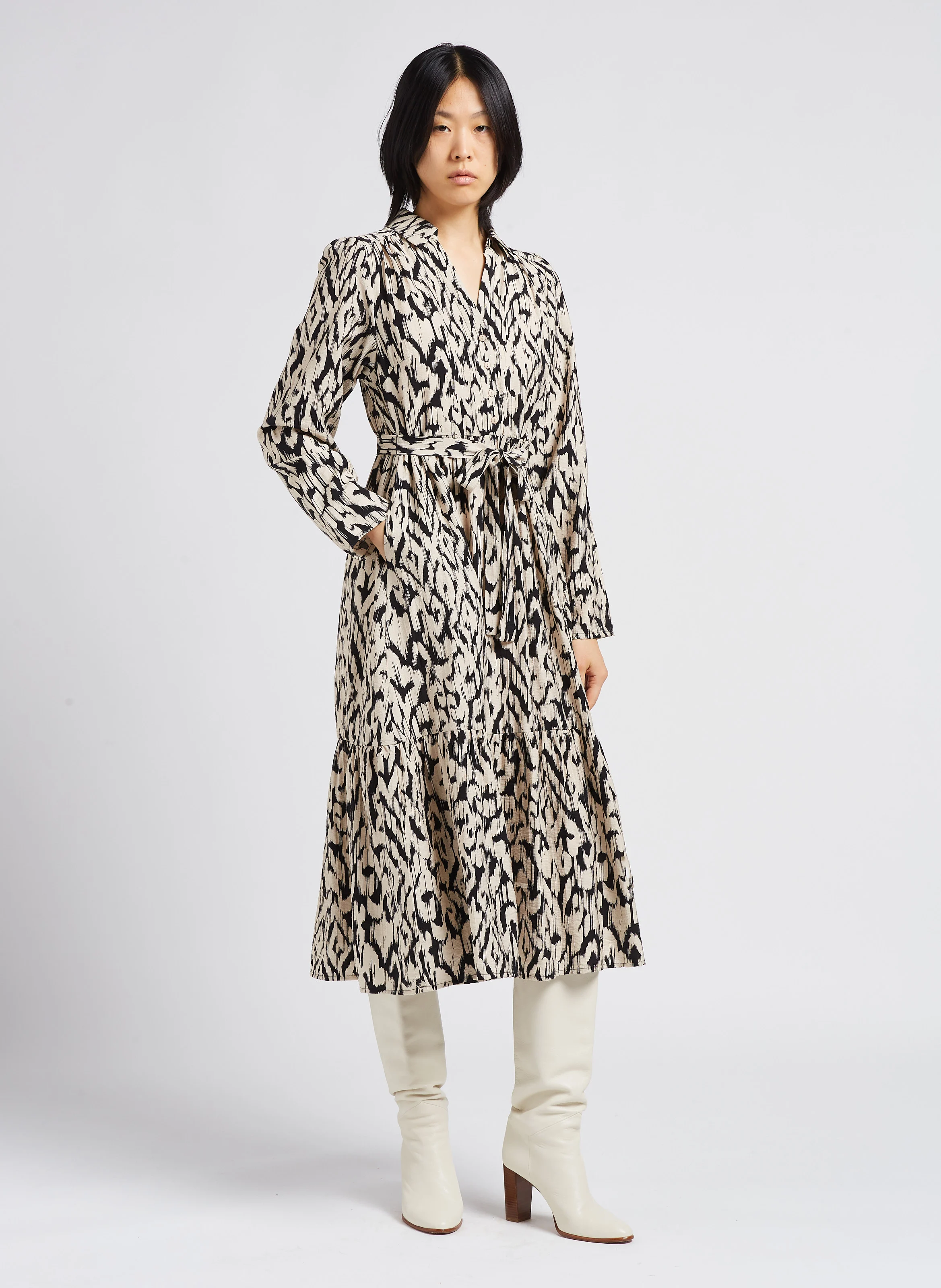VLORA - Robe longue à imprimé tacheté | Multicolore