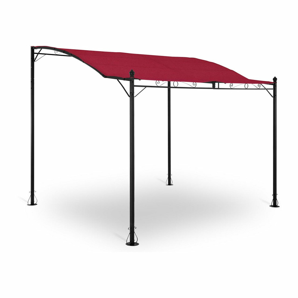 Pergola pavillon barnum tonnelle tente abri gazebo de jardin terrasse beige inclinée rouge 2,6 x 3 m