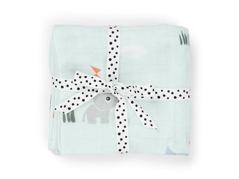 done by deer Mulltuch 2er Set Playground Blau 65 cm x 65 cm Multifunktionale Spucktücher