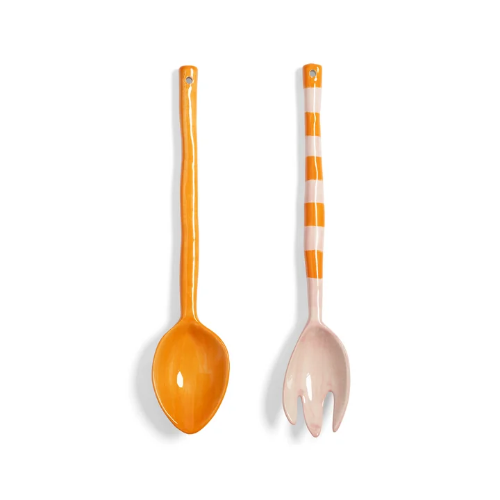 &klevering - Boavista Salatbesteck, orange gestreift