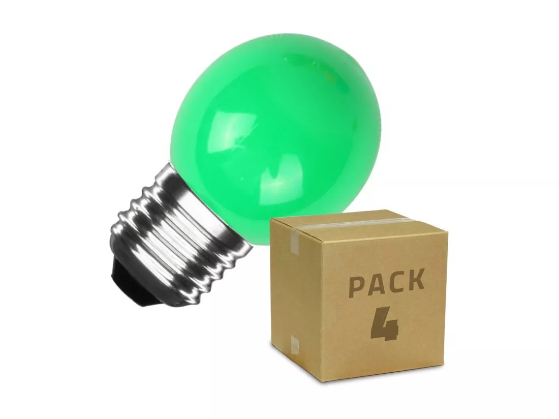 Pack 4 Ampoules LED E27 3W 300 lm G45 Verte Vert