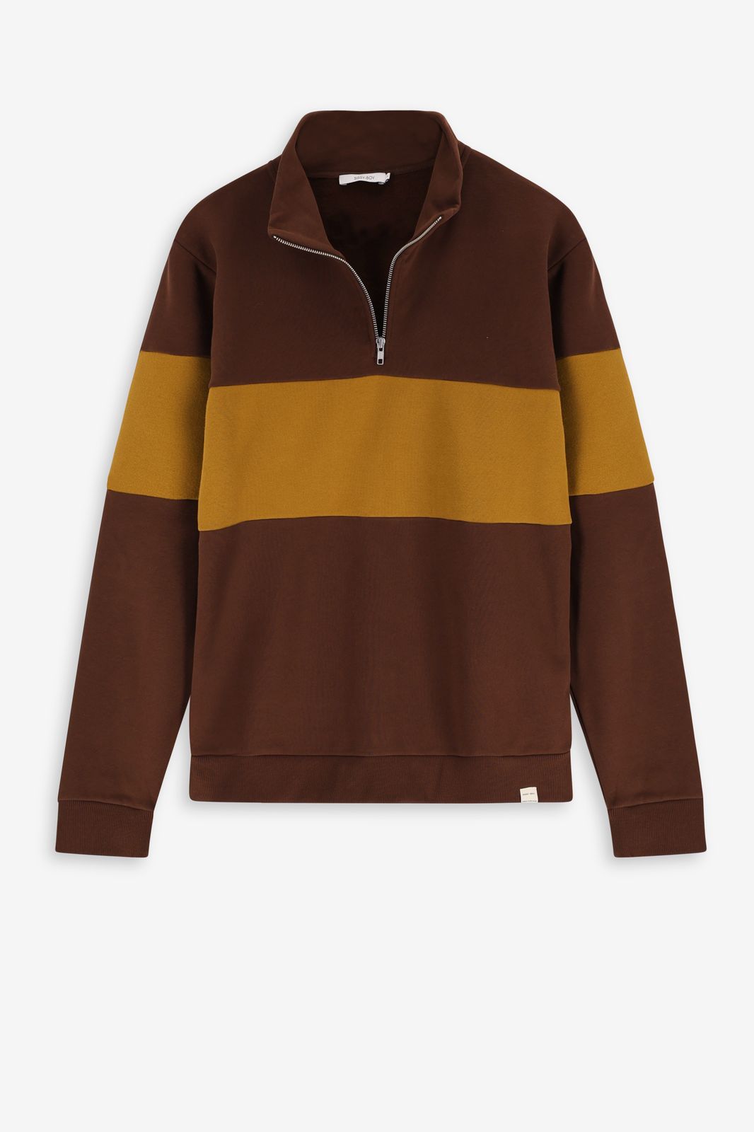 Donkerbruine sweater met streep