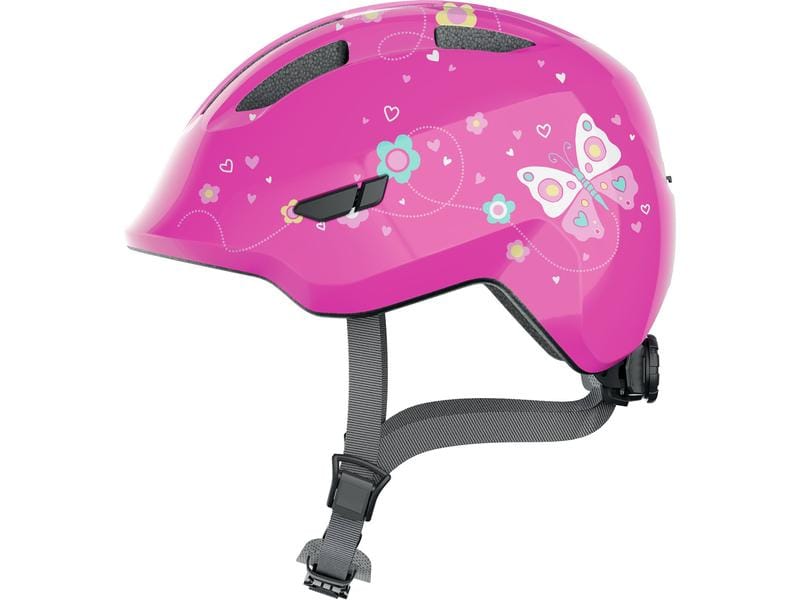 Abus Helm Smiley 3.0 Pink Butterfly Shiny, M Fahrradhelm für Mädchen